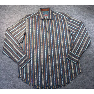 Robert Graham Mens L/S Button Stripe Aztec Shirt Large - Knowledge Wisdom Truth
